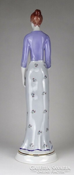 1P856 Esernyős nő nagyméretű Hollóházi porcelán szobor 41 cm