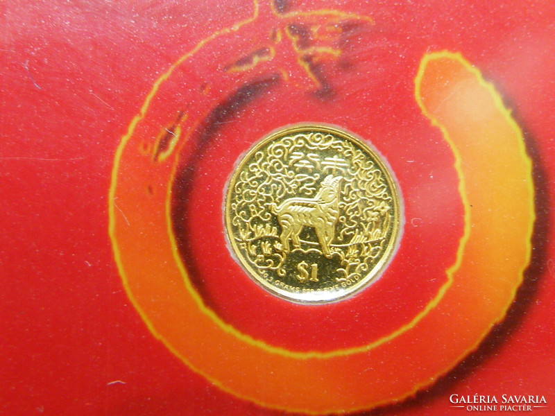 UK0037  2003 miniatűr színarany 24 karát arany érme ritka Szingapúr 1 dollár