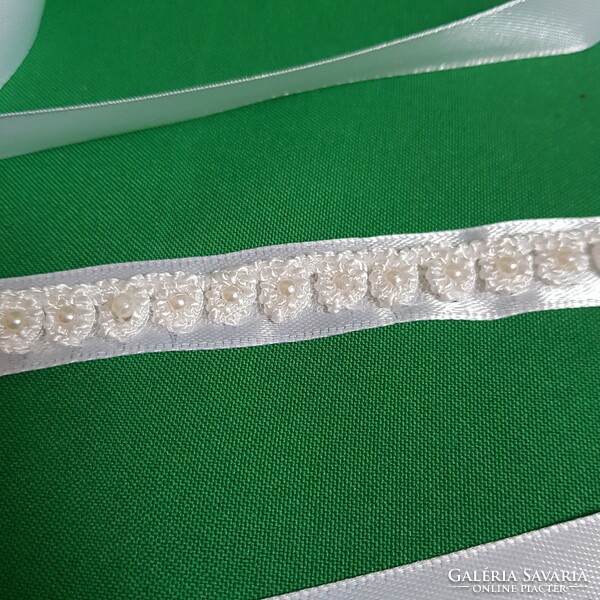 Handmade beaded embroidered flower decorative bridal belt, snow white satin belt