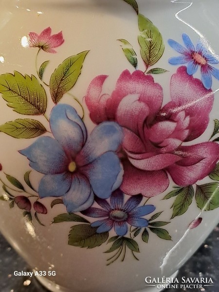 Retro Alföldi porcelán kancsó kanna 18 cm színes virágos dekorral ritkaság ajándék bögrékkel
