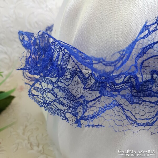 Purple lace, sky blue bow bridal garter, thigh lace