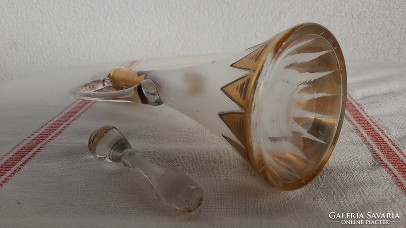 Art Nouveau blown glass enamel painted antique pourer, carafe, 31 cm