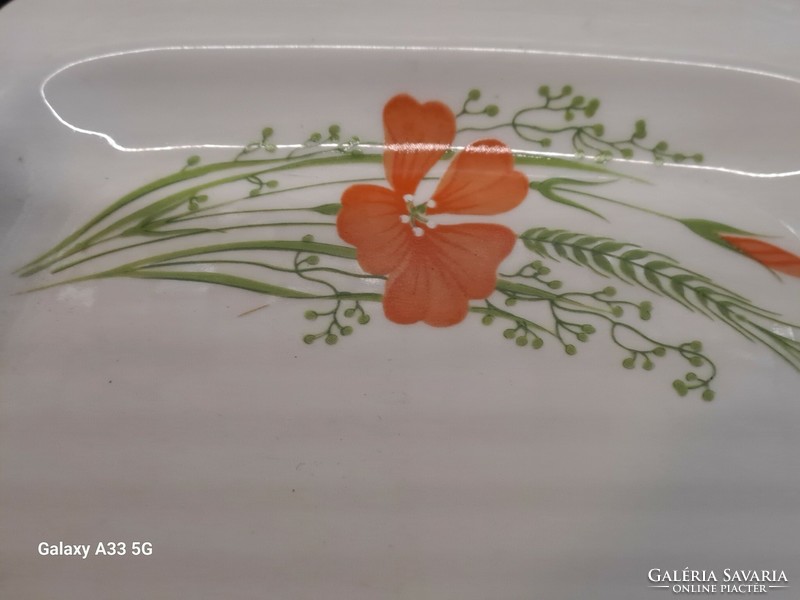 Retro Lowland porcelain rectangular serving bowl with poppy decoration