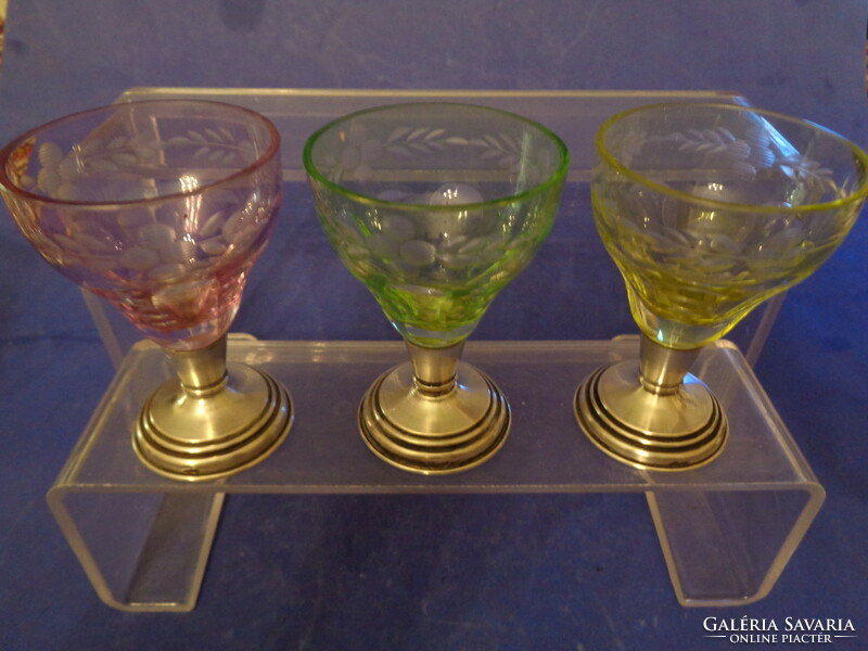 Colored crystal glasses with silver bases