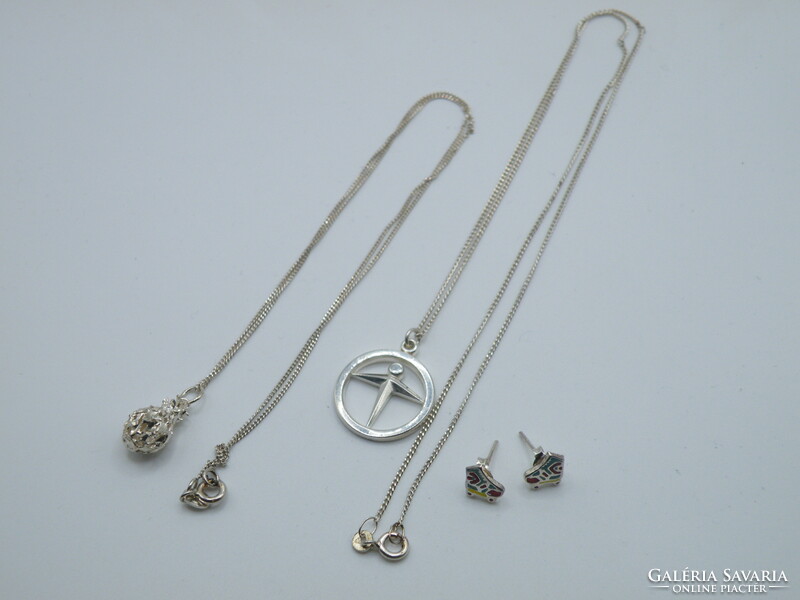 Uk0036 925 silver lot jewelry necklace pendant roller skate earrings