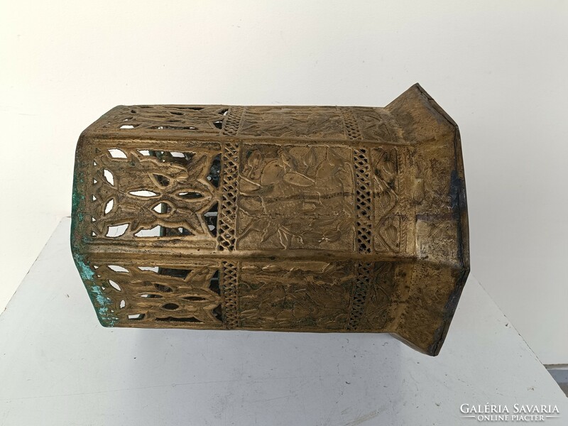 Antik arab sárgaréz tea kávé orientális kis asztal domborított vésett Marokkó 735 8352