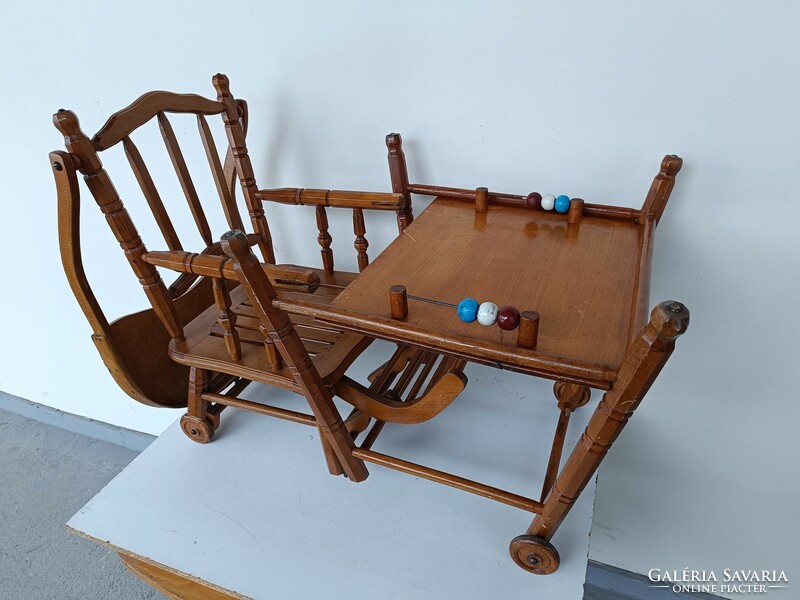 Antik gyermek bútor gyerek etetőszék összecsukható gurulós játék baba etető szék 725 8342