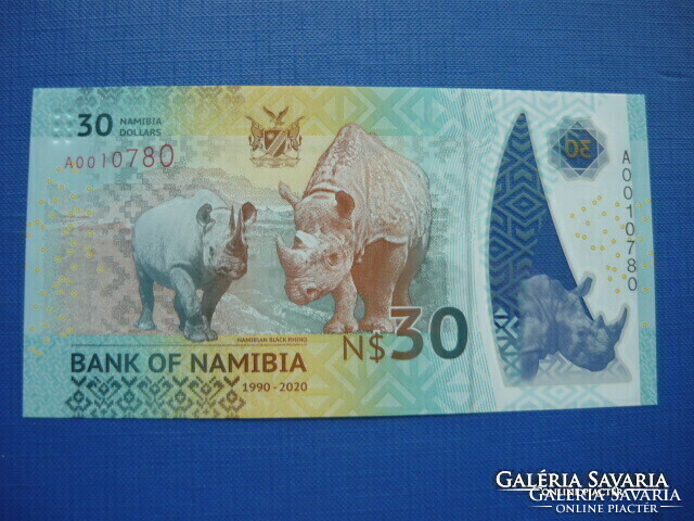 Namibia $ 30 2020! Independence 30th Anniversary! Rhino! Polymer! Rare
