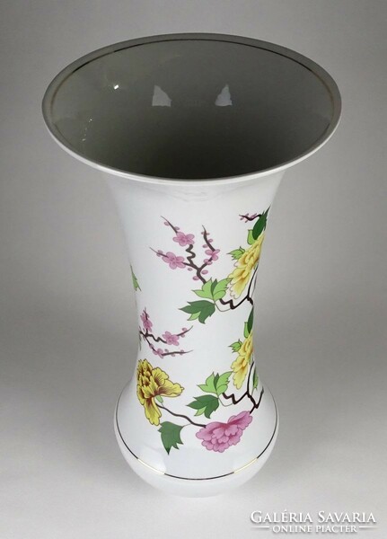 1P854 Hatalmas paradicsommadaras hibátlan Hollóházi porcelán váza 42.5 cm