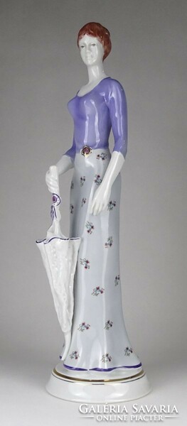 1P856 Woman with an umbrella large-scale porcelain statue from Raven House 41 cm