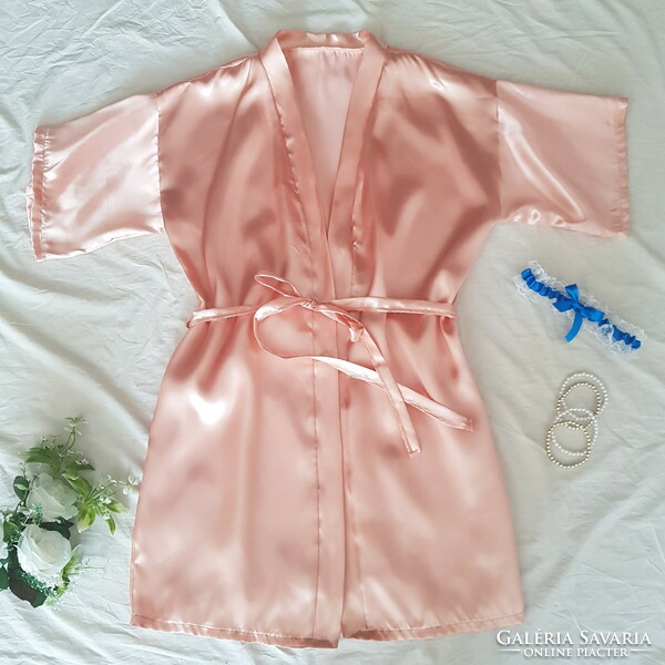 Powder-colored satin robe, ready-to-wear robe - approx. M