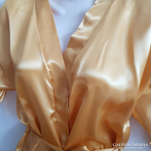 Gold-colored satin robe, ready-to-wear robe - approx. M