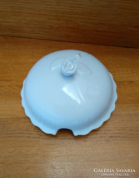Kis rózsa fogós fehér Bavaria porcelán leveses tál tető, fedő, pótlásra, belső átmérő 11,5 cm