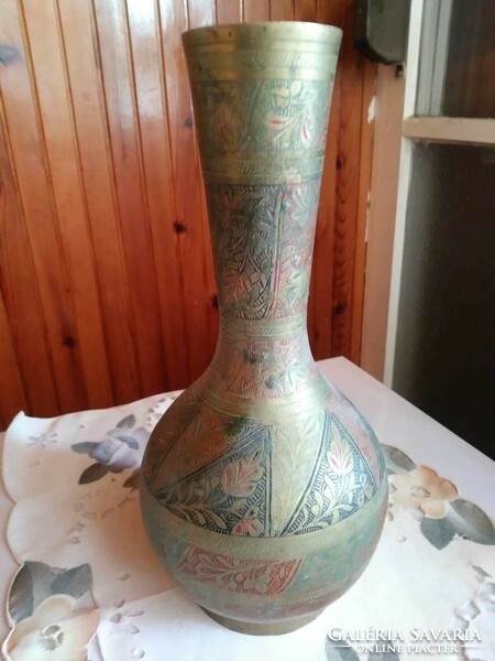 Indian painted copper vase