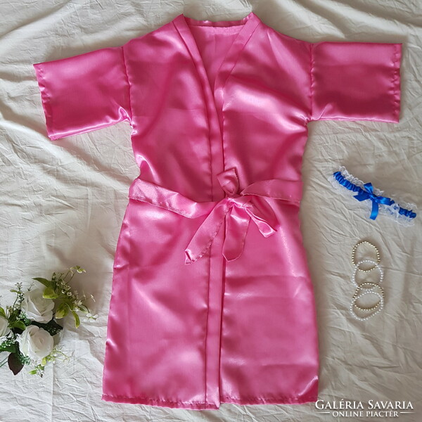 Pink satin robe, ready-to-wear robe - approx. S