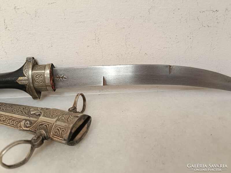 Antik Jambiya arab perzsa Szíria Marokkó berber tőr fém rátétes réz kés fegyver XIX. sz. 492 8314
