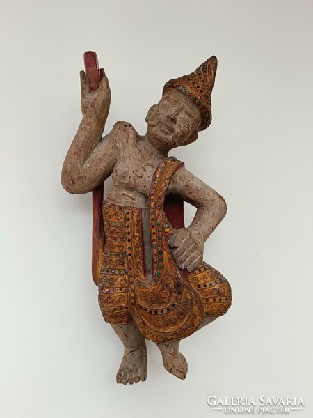 Antique Burmese Buddhist Wooden Statue Buddha Burma 754 8346