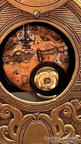 Fhs German structure antique copper mantel clock set