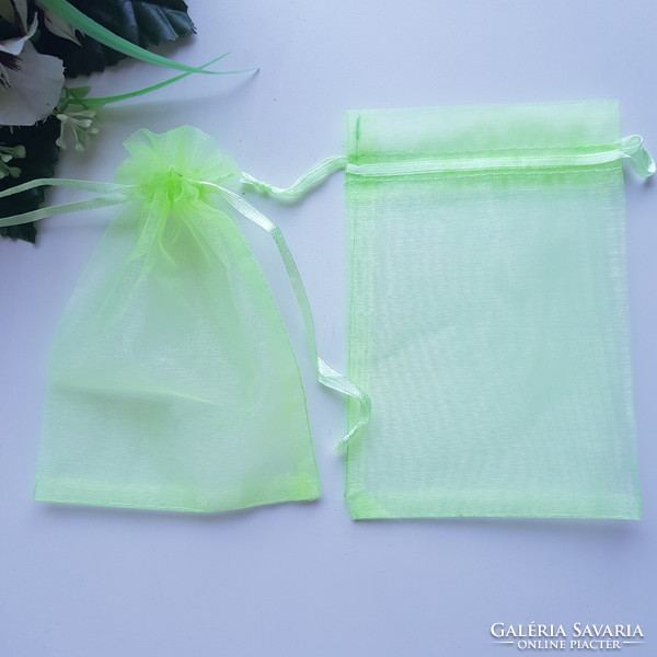 New, apple green organza decorative bag, gift bag - approx. 10X15cm