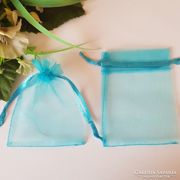 New, turquoise organza decorative bag, gift bag - approx. 7X9cm