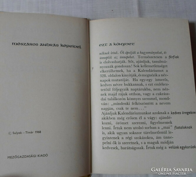 Sulyok Mária – Tímár Zsuzsa: Virágkalendárium (névnapi virág-ajánló, 1968)