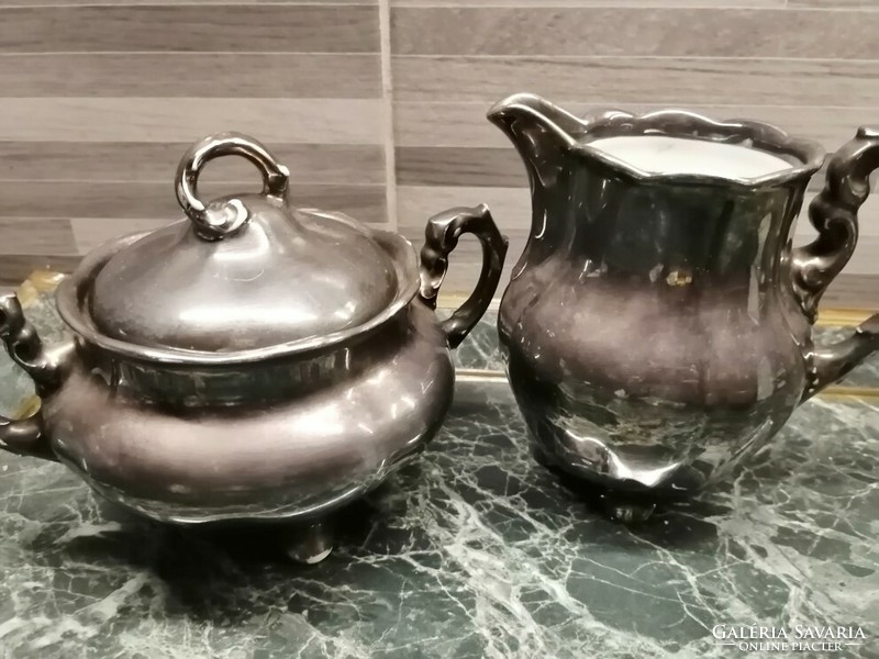 German porcelain sugar bowl + cream spout