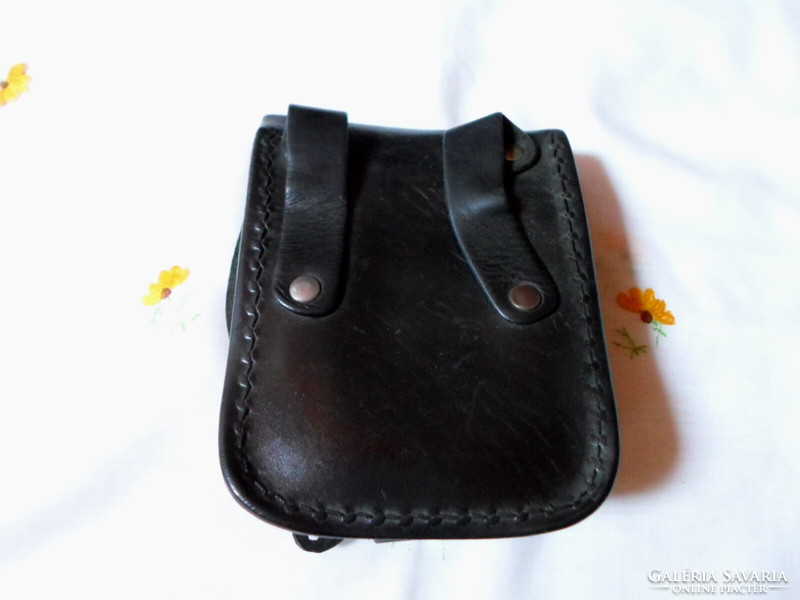 Black leather belt bag, purse