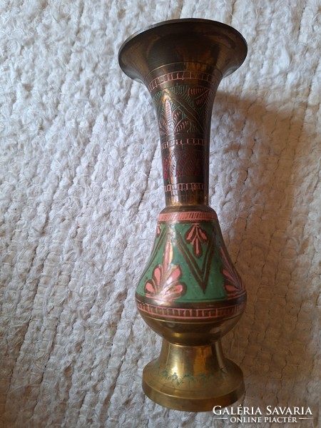 Old painted copper vase