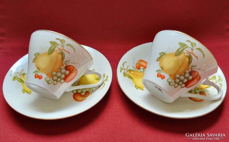 HP Hebei kínai porcelán kávés csésze csészealj kistányér tányér csomag körte alma szőlő gyümölcs