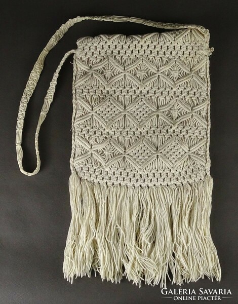 1P979 old crochet bag satchel