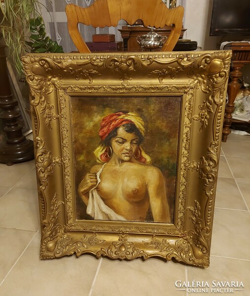 Antique fabulous painting! Happy woman!