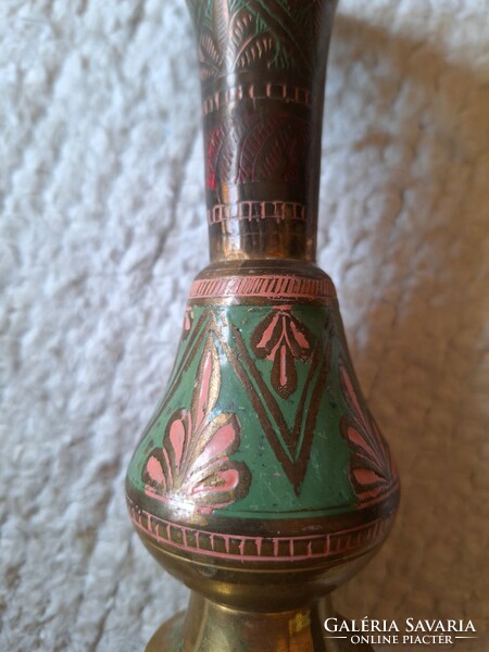 Old painted copper vase