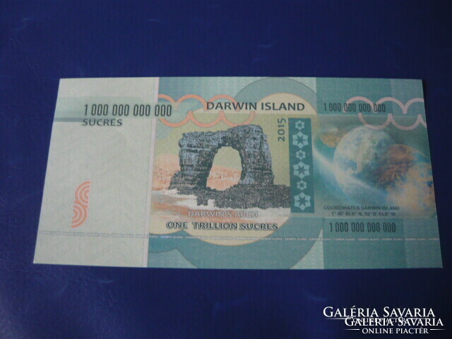 Darwin island one trillion sucres 2015 coral! Ouch! Rare fantasy money!