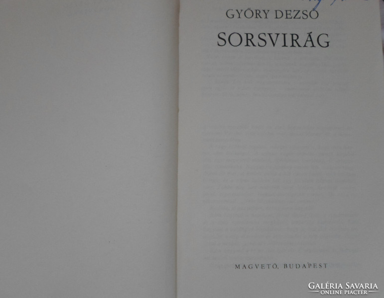 Dezső Győry: flower of destiny (Sower, 1974; historical novel)