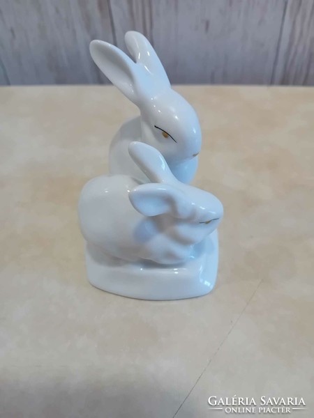 Ravenclaw porcelain bunny couple with gold painting