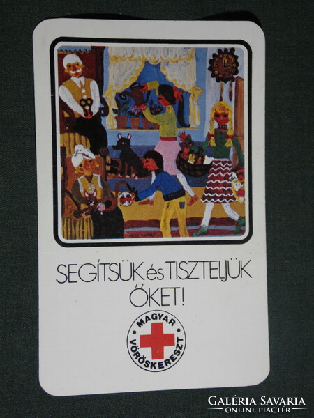 Kártyanaptár, Magyar Vöröskereszt ,grafikai rajzos, 1982,   (4)