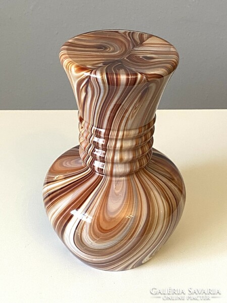 Brown marble pattern retro glass vase table decoration 25 cm