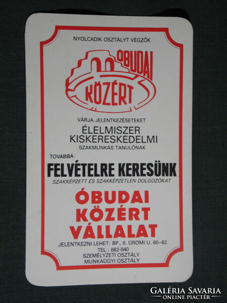 Card calendar, Óbuda public company, food abc stores, Budapest, 1982, (4)