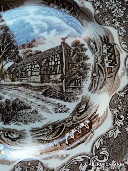 English faience plate with brown transfer decoration
