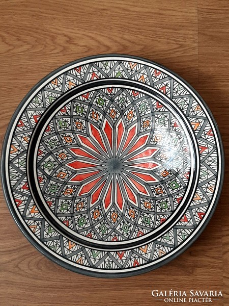 Salay safi deep ceramic wall bowl, hand-painted with wonderful Moroccan colors, plate 35.4 cm