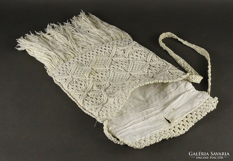 1P979 old crochet bag satchel