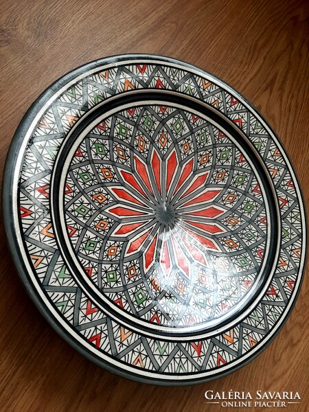 Salay safi deep ceramic wall bowl, hand-painted with wonderful Moroccan colors, plate 35.4 cm