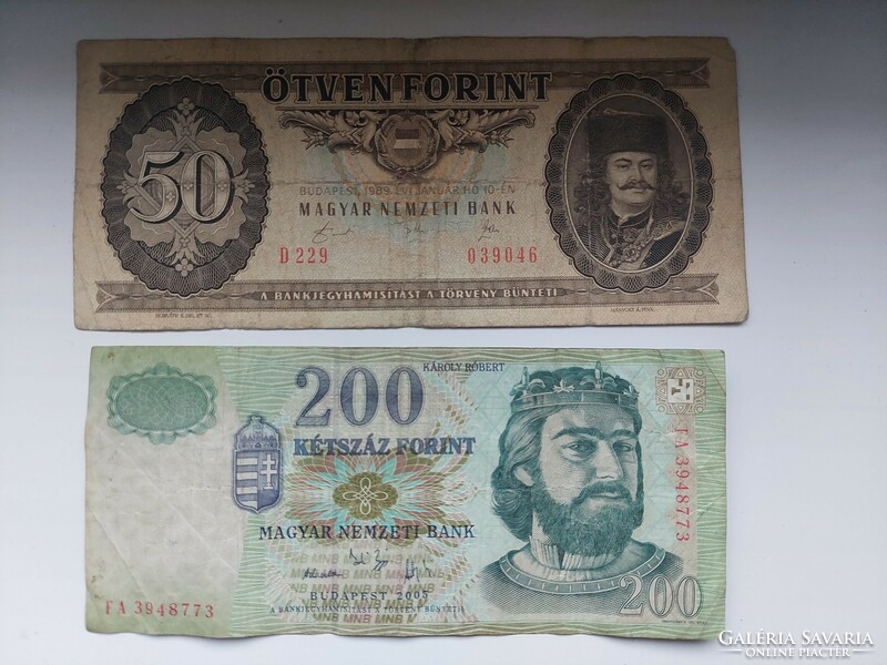 Ötven forintos 1989 és kétszáz forintos  2005 ös kaposvár- Budapesten átvehető