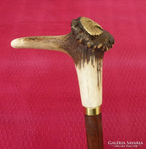 Dagger with antler handle, walking stick with retractable blade
