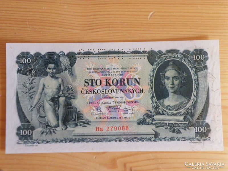 100 Korona Czechoslovakia (specimen) - 1931 - unc, sample