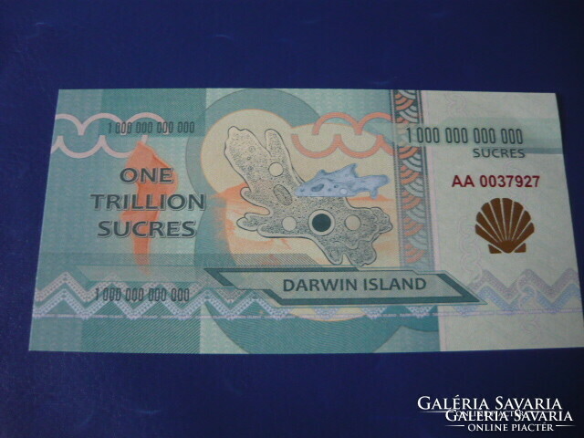 DARWIN ISLAND ONE TRILLION SUCRES 2015 KORALL! UNC! RITKA FANTÁZIAPÉNZ!