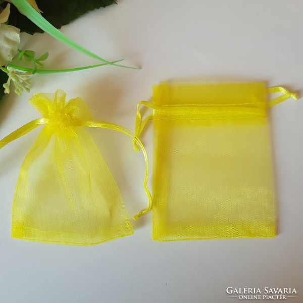 New, lemon-yellow organza decorative bag, gift bag - approx. 7X9cm