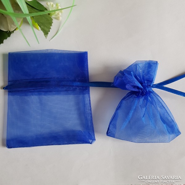 New, royal blue colored organza decorative bag, gift bag - approx. 8X9-10cm