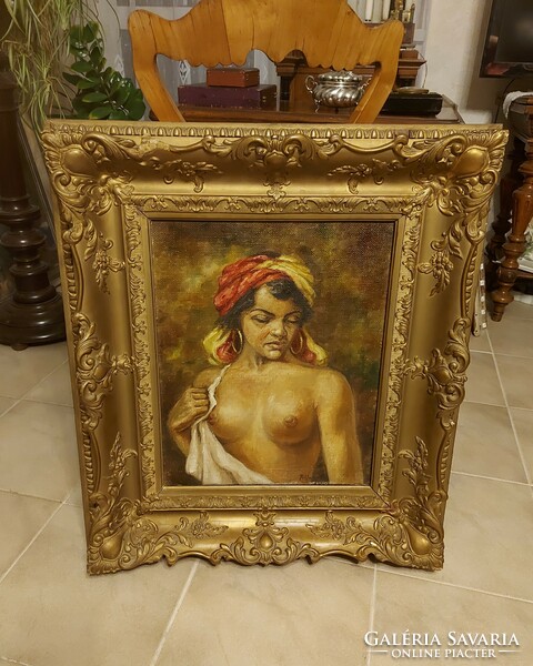 Antique fabulous painting! Happy woman!