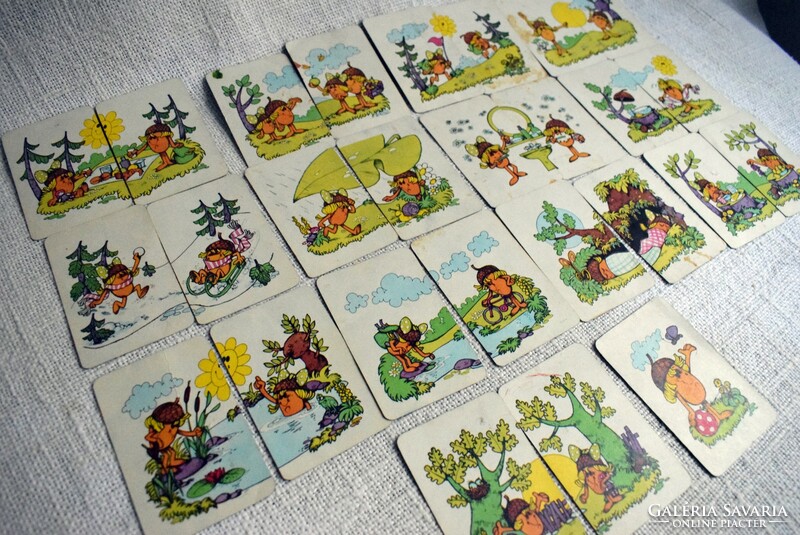 Old game card makk marci and makk marci card remnants, 27 pcs. Card sheet, damaged!